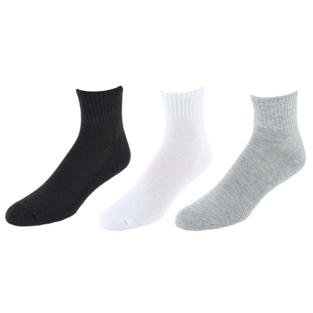 CTM Men's Half Cushioned Assorted Colors Quater Socks (3 Pairs)